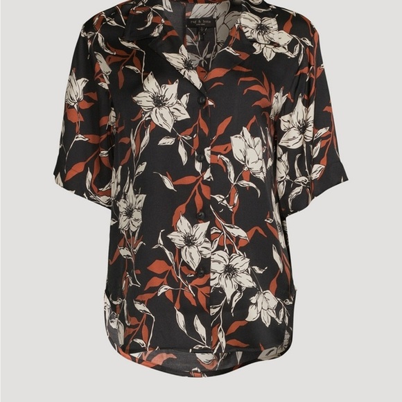 Rag & Bone Mare Short-Sleeve Shirt In Floral Print size XS - Silk blend - Picture 10 of 10